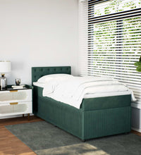 Boxspringbett mit Matratze Dunkelgrün 80x200 cm Samt
