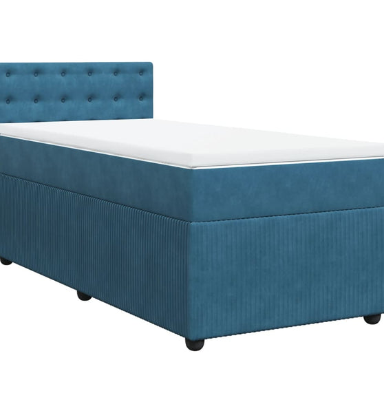Boxspringbett mit Matratze Blau 80x200 cm Samt