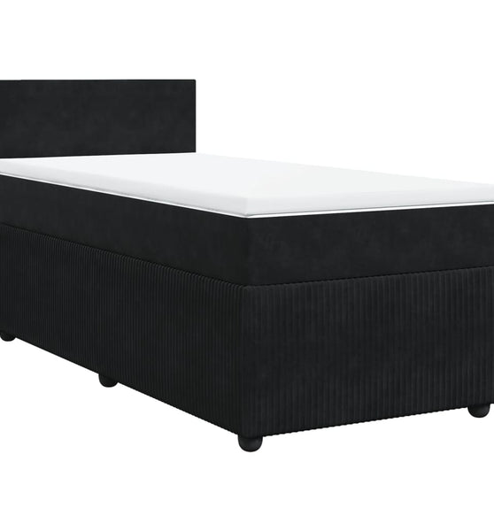 Boxspringbett mit Matratze Schwarz 90x190 cm Samt