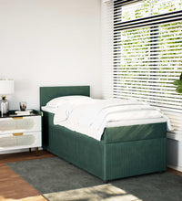 Boxspringbett mit Matratze Dunkelgrün 90x190 cm Samt