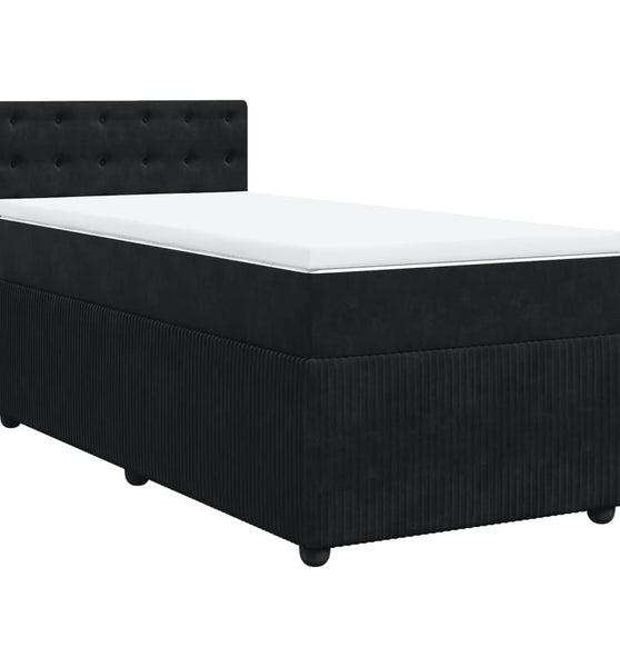 Boxspringbett mit Matratze Schwarz 90x190 cm Samt