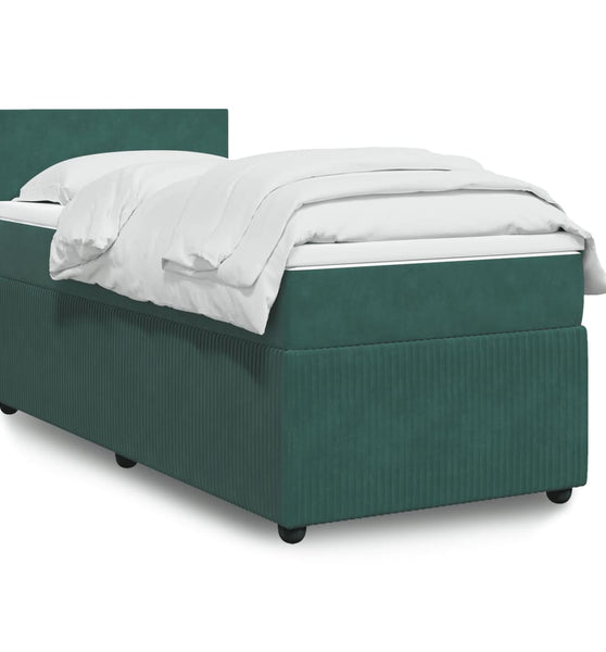 Boxspringbett mit Matratze Dunkelgrün 90x200 cm Samt