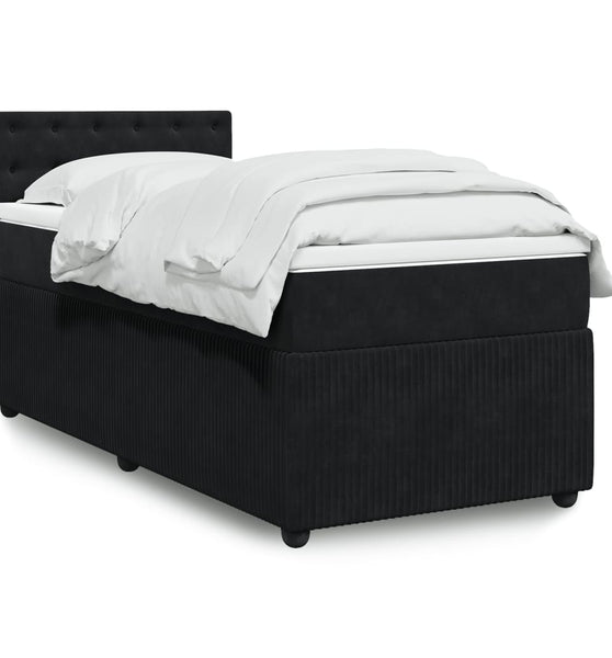 Boxspringbett mit Matratze Schwarz 90x200 cm Samt