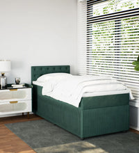 Boxspringbett mit Matratze Dunkelgrün 90x200 cm Samt