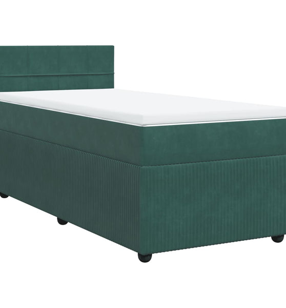 Boxspringbett mit Matratze Dunkelgrün 90x200 cm Samt