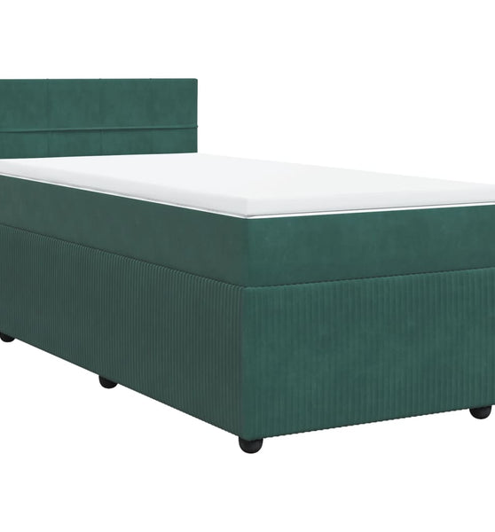 Boxspringbett mit Matratze Dunkelgrün 100x200 cm Samt