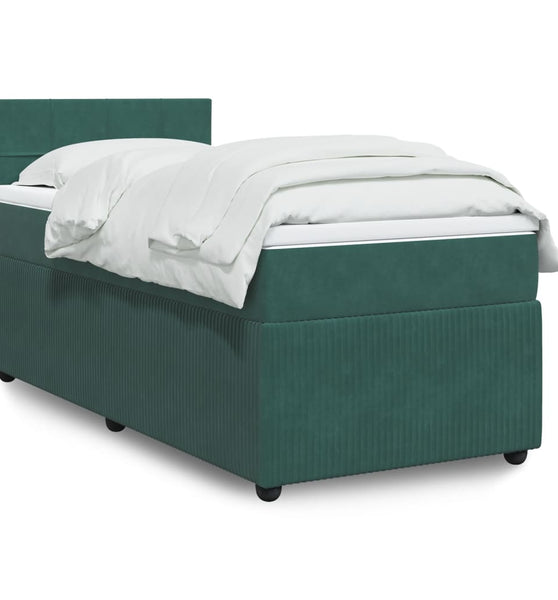 Boxspringbett mit Matratze Dunkelgrün 100x200 cm Samt