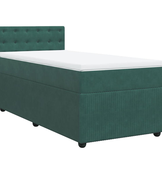 Boxspringbett mit Matratze Dunkelgrün 100x200 cm Samt
