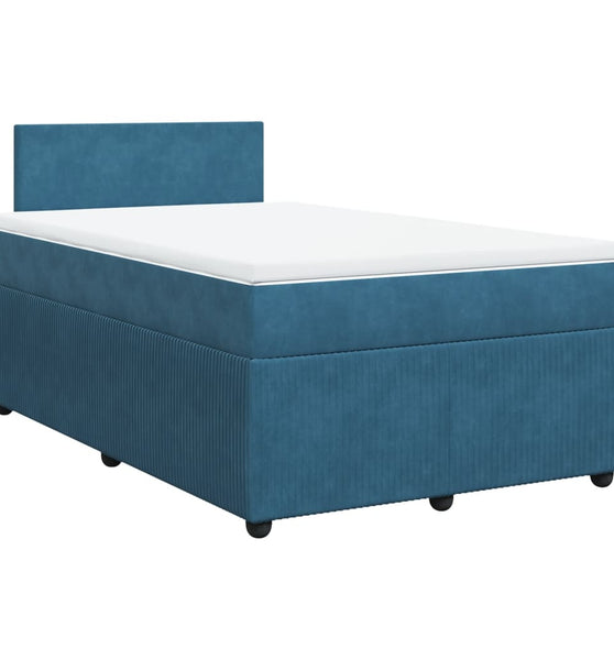 Boxspringbett mit Matratze Blau 120x190 cm Samt