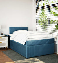 Boxspringbett mit Matratze Blau 120x190 cm Samt