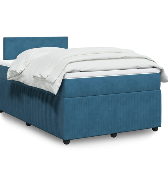 Boxspringbett mit Matratze Blau 120x190 cm Samt
