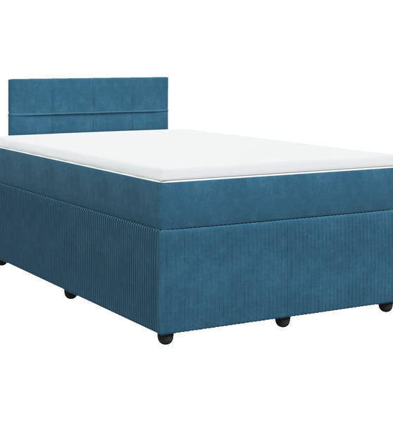 Boxspringbett mit Matratze Blau 120x190 cm Samt