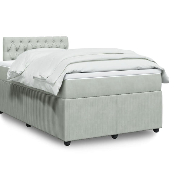 Boxspringbett mit Matratze Hellgrau 120x190 cm Samt