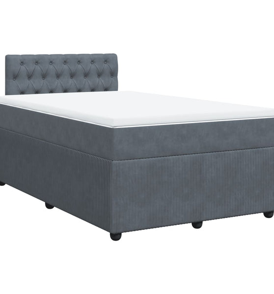 Boxspringbett mit Matratze Dunkelgrau 120x190 cm Samt