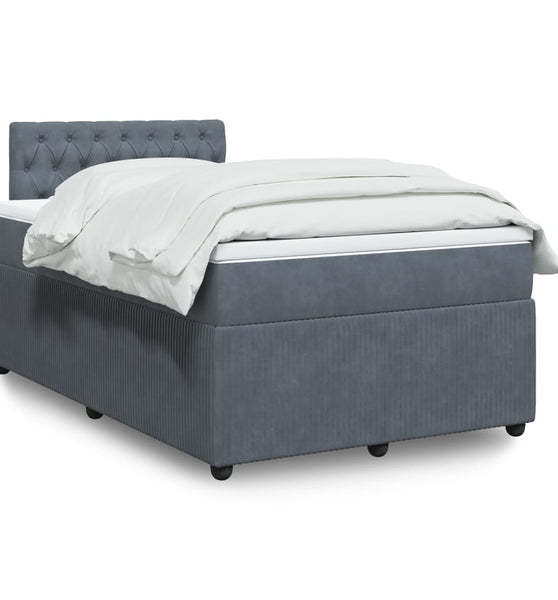 Boxspringbett mit Matratze Dunkelgrau 120x190 cm Samt