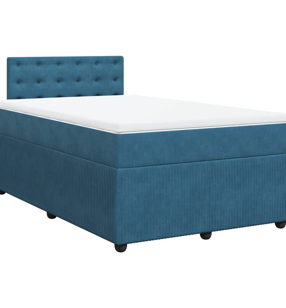 Boxspringbett mit Matratze Blau 120x190 cm Samt