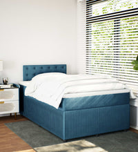 Boxspringbett mit Matratze Blau 120x190 cm Samt