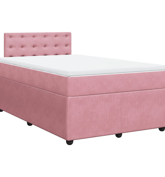 Boxspringbett mit Matratze Rosa 120x190 cm Samt