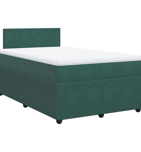 Boxspringbett mit Matratze Dunkelgrün 120x200 cm Samt