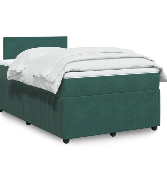 Boxspringbett mit Matratze Dunkelgrün 120x200 cm Samt