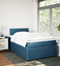 Boxspringbett mit Matratze Blau 120x200 cm Samt