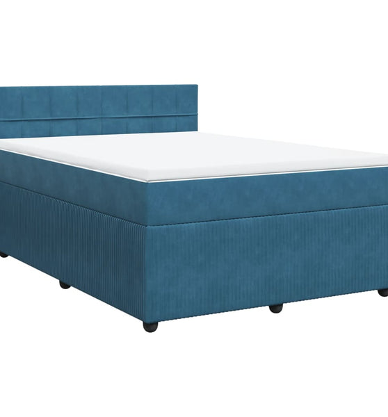 Boxspringbett mit Matratze Blau 140x200 cm Samt