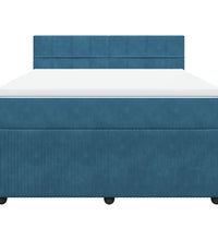 Boxspringbett mit Matratze Blau 140x200 cm Samt