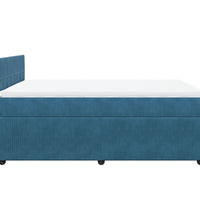 Boxspringbett mit Matratze Blau 140x200 cm Samt