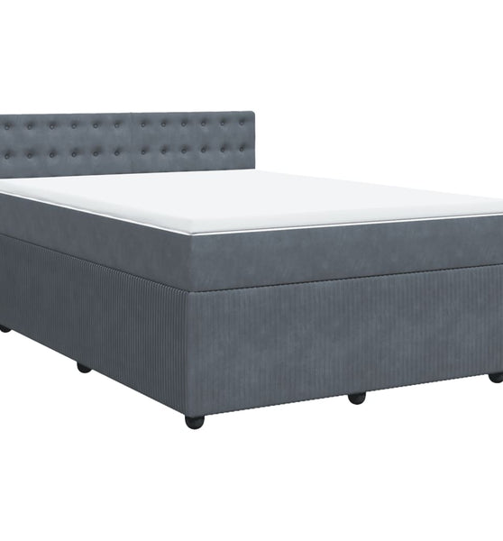 Boxspringbett mit Matratze Dunkelgrau 140x200 cm Samt