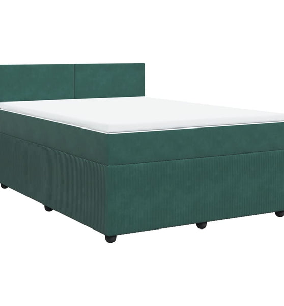 Boxspringbett mit Matratze Dunkelgrün 160x200 cm Samt
