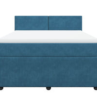 Boxspringbett mit Matratze Blau 160x200 cm Samt
