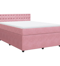 Boxspringbett mit Matratze Rosa 160x200 cm Samt