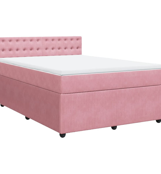 Boxspringbett mit Matratze Rosa 160x200 cm Samt