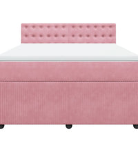 Boxspringbett mit Matratze Rosa 160x200 cm Samt