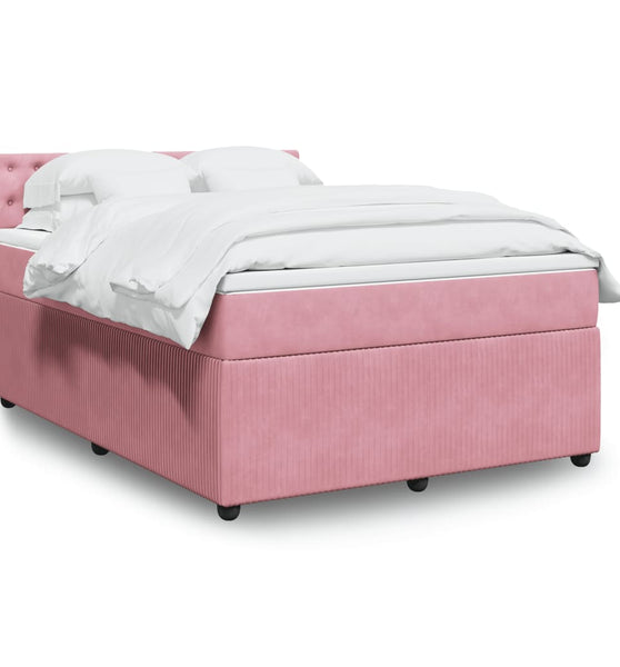 Boxspringbett mit Matratze Rosa 160x200 cm Samt