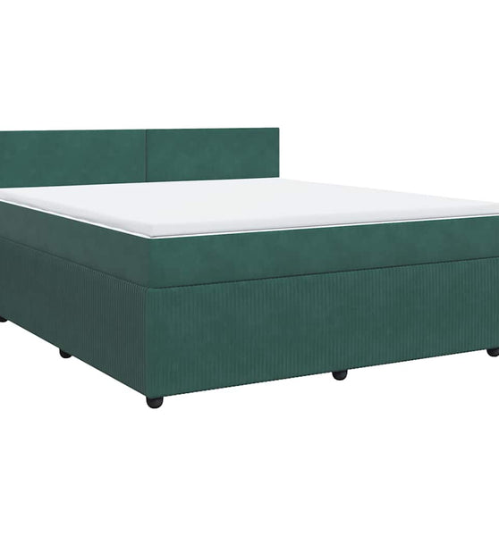 Boxspringbett mit Matratze Dunkelgrün 180x200 cm Samt