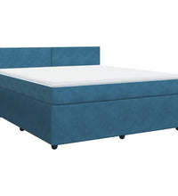 Boxspringbett mit Matratze Blau 180x200 cm Samt