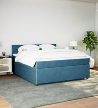 Boxspringbett mit Matratze Blau 180x200 cm Samt