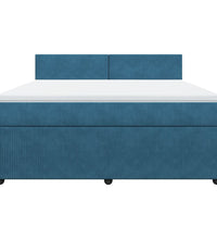 Boxspringbett mit Matratze Blau 180x200 cm Samt