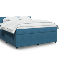 Boxspringbett mit Matratze Blau 180x200 cm Samt