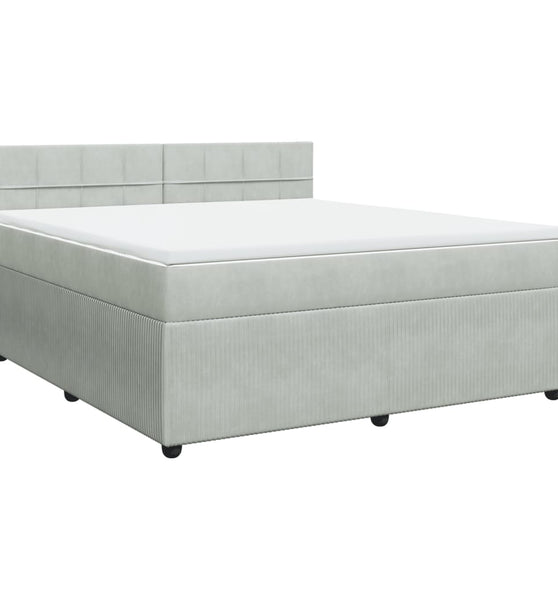 Boxspringbett mit Matratze Hellgrau 180x200 cm Samt