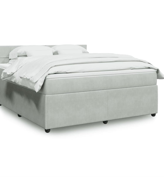Boxspringbett mit Matratze Hellgrau 180x200 cm Samt