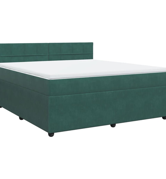 Boxspringbett mit Matratze Dunkelgrün 180x200 cm Samt