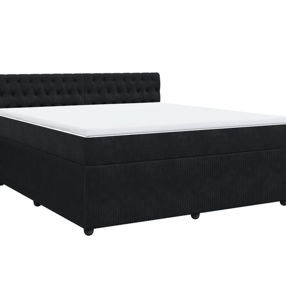 Boxspringbett mit Matratze Schwarz 180x200 cm Samt