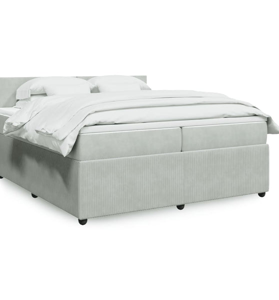 Boxspringbett mit Matratze Hellgrau 200x200 cm Samt