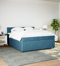 Boxspringbett mit Matratze Blau 200x200 cm Samt