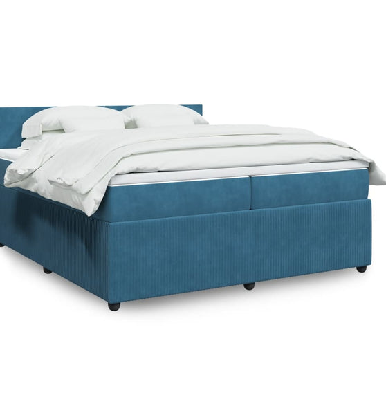 Boxspringbett mit Matratze Blau 200x200 cm Samt