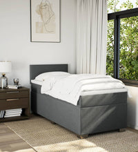 Boxspringbett mit Matratze Dunkelgrau 80x200 cm Stoff