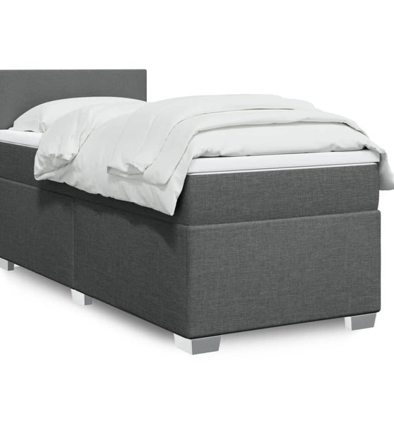 Boxspringbett mit Matratze Dunkelgrau 80x200 cm Stoff