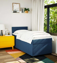 Boxspringbett mit Matratze Blau 80x200 cm Stoff